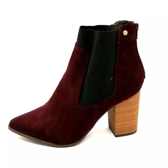 Lane Bryant Chelsea Heeled Ankle Boots in Cabernet Size 10W - Picture 1 of 14